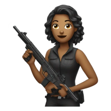 A woman with a gun  sticker