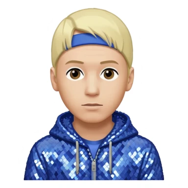 Eminem with blonde hair, periwinkle sequin outfit  sticker