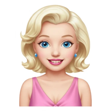 Marilyn Monroe with blue eyes, platinum blonde hair, pink outfit sticker