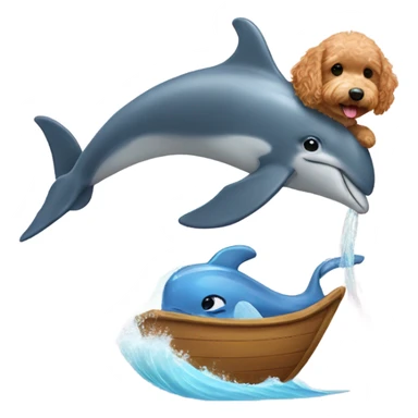 Mini golden doodle riding a dolphin  sticker