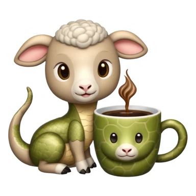 Lamb and snake having coffee  sticker