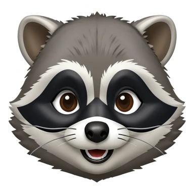 Cinematic-Comical-Raccoon-Portrait-Emoji – Head tilted dramatically with an exaggeratedly amused expression, featuring a fluffy grey coat with a signature black "bandit" mask, wide, mischievous brown eyes filled with playful disbelief. sticker