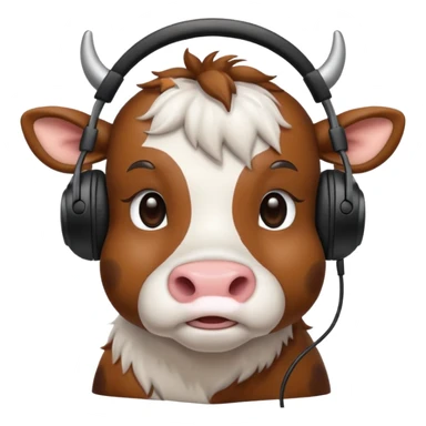 cute cow with black headphones sticker