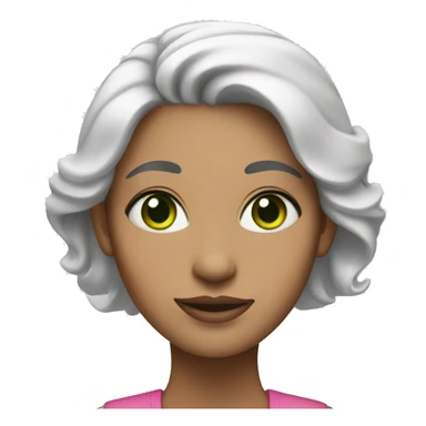 woman with white hair with pink tips.  She has green eyes. sticker