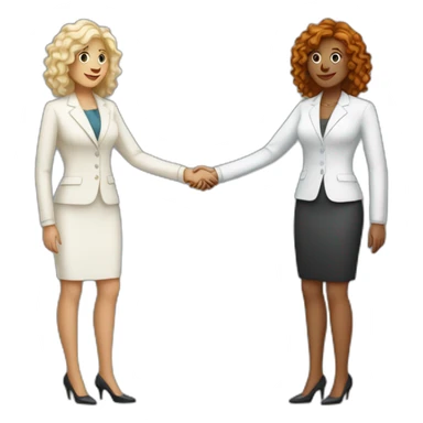 two white business women with different hair colors from each other shaking hands full bodies sticker