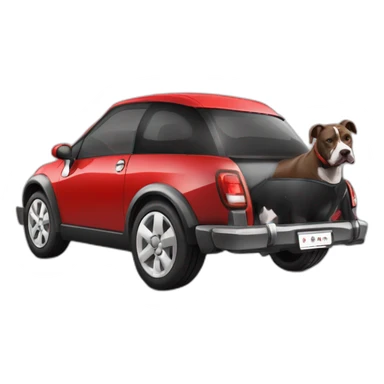 perra   pitbull y american Stanford negra con manchas blancas conduciendo un citroen c3 rojo sticker