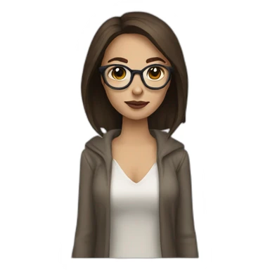 A women Sith glases and Brown hair and withe skin sticker