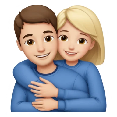 Texte ´Gros câlin’, en dessous un homme fait un câlin à sa sœur.  sticker