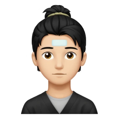 homme cheveux noir long attaché sans cheveux dépassant  16 ans, un peu bronzé sticker