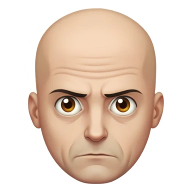 Steven Miller, bald, very grim and stern expression sticker