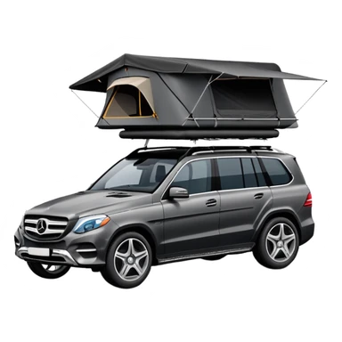 black Mercedes Benz car with roof tent sticker