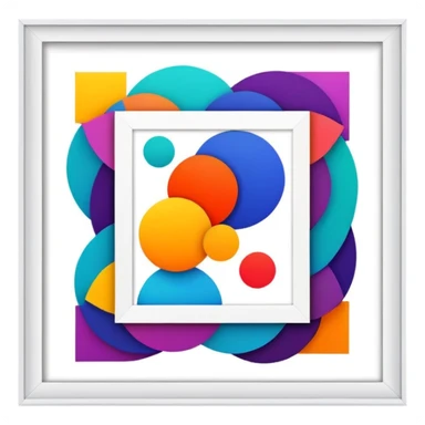 framed digital artwork with abstract vector shapes inside sticker