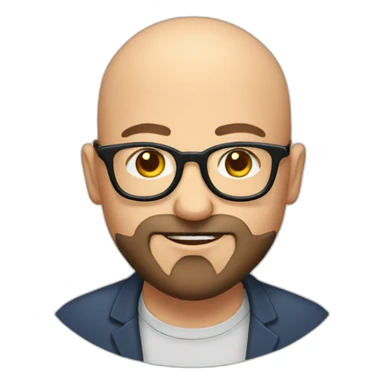 bald man with glasses and beard eating a cutlet sticker