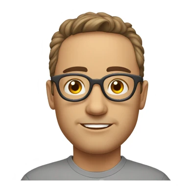 Homem branco, calvo, olhos pretos de óculos de grau redondo, super surpreso e animado sticker