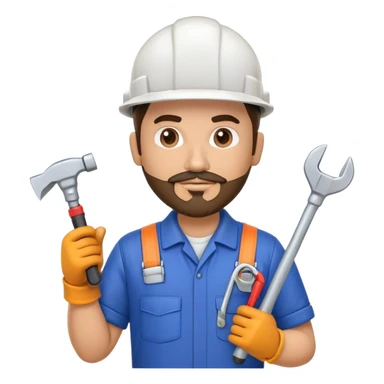Hispanic HVAC technician with goatee beard as an action figure logo with HVAC tools sticker