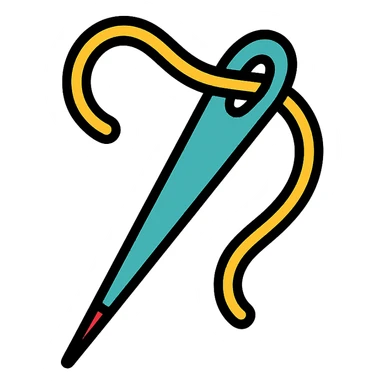 sewing needle icon with color outline sticker