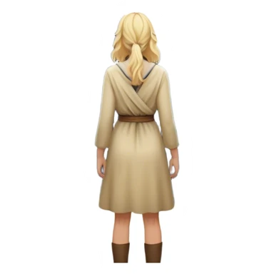 the back of a blonde woman stands at a mountain crossroads, her back turned as she contemplates two trails—one illuminated, symbolizing response, and one shrouded in darkness, representing reaction. with hands on chest sticker