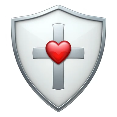 Shield with heart symbol and medical cross, representing sexual health protection sticker
