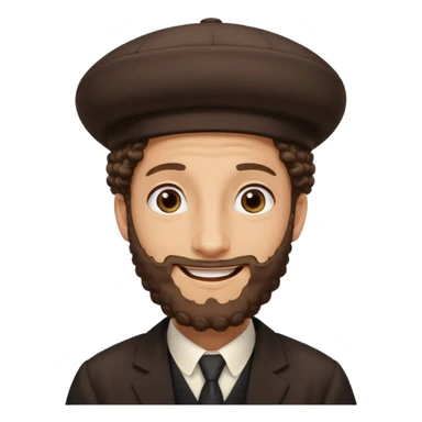 Hasidic Jewish man emoji, kippa visible, long curly payot, smiling, plain background sticker