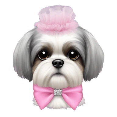  white grey and black shihtzu wearing pink tutu sticker