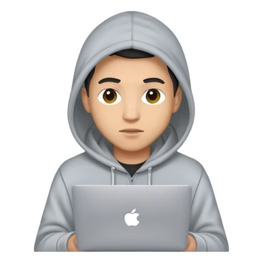 homme avec capuche et macbook sticker
