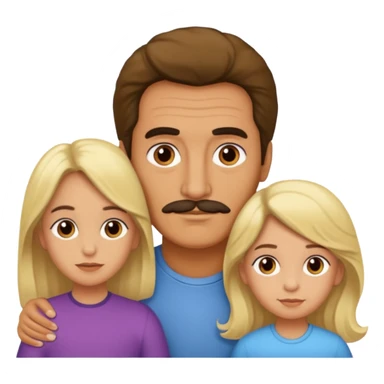 Papá CALVO moreno, hija rizada con pelo largo  y mamá rubia con pelo lacio  pero que NO se abracen sticker