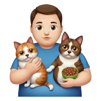 Obese person eating beans and dogs with massive eyes and a pet on their shoulder sticker
