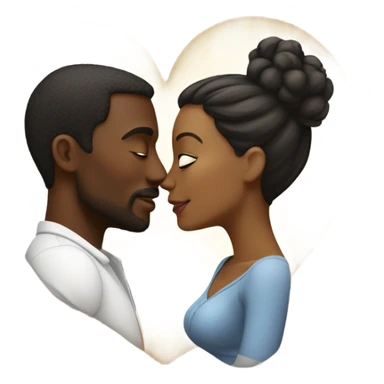 Black husband and wife in a heart kiss sticker