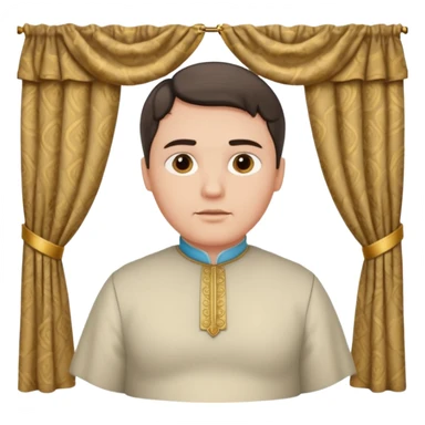 pregnant man with parted middle hair (curtains)   and in a roman collar  sticker