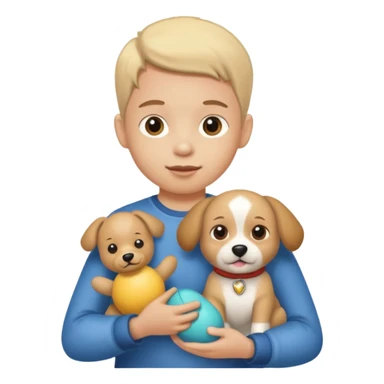 child with dog toy sticker