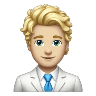 Posh-boy-with-white-suit-and-blue-eyes-and-rainbow-unicorn-hair sticker