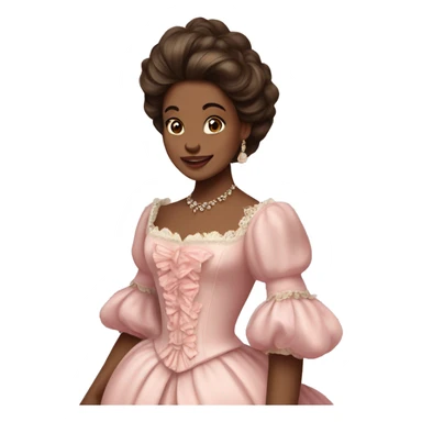 vintage rococo brown skin and brunette woman in a light pink gown  sticker
