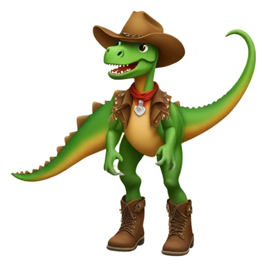 Dinosaur wearing western boots standing up sticker