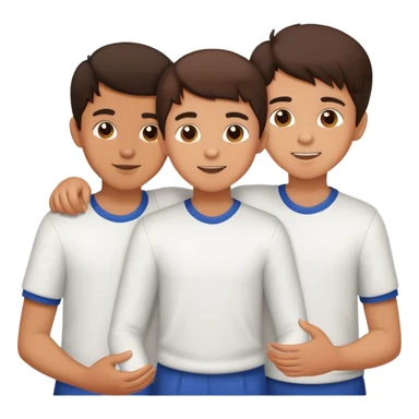 Three young brunette brothers playing together  sticker