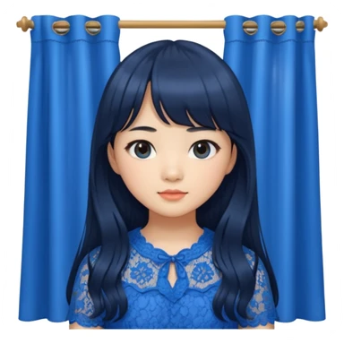 Long hair asian girl with curtain bangs with a blue lace top on  sticker