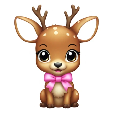 cute baby deer with bow pink sticker