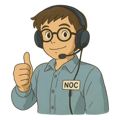 ghibli style NOC technician giving a thumbs up sticker