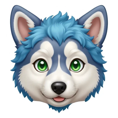 Cute Husky puppy, blue curly hair, green/brown eyes sticker