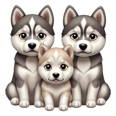 very sad three puppies 
huskies look pitifully sticker