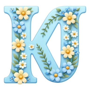 Light-blue flowery romantic alphabet letter sticker