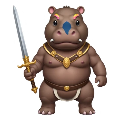 hippo with sword strapped to his front sticker