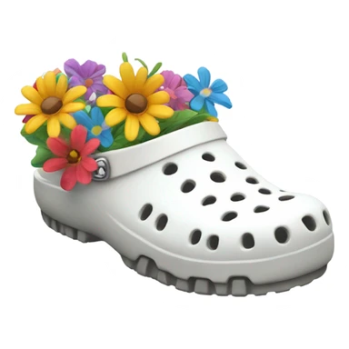 White Crocs with flowers sticker