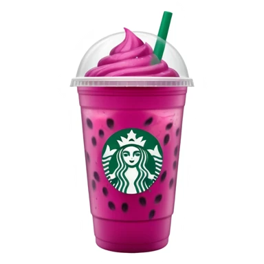 Starbucks dark pink dragonfruit refresher. white opaque lid. starbucks logo. sticker