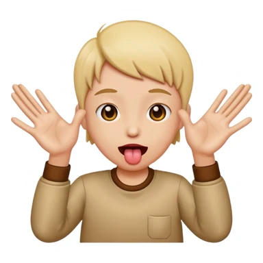 tongue out and two hands palms facing out sticker