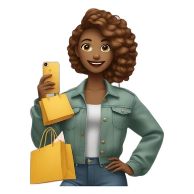 influencer taking selfie with a shopping bag sticker