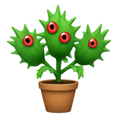 green plant five spiky leaves with tired red eyes sticker