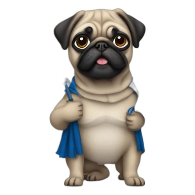 pug holding a big scotland flag sticker