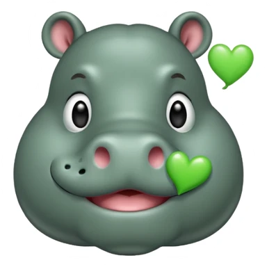 Hippo with green heart sending a kiss sticker