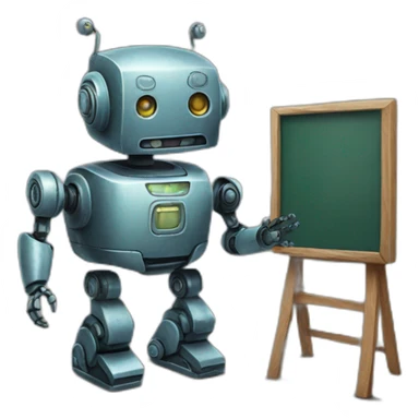 robot and a chalkboard sticker