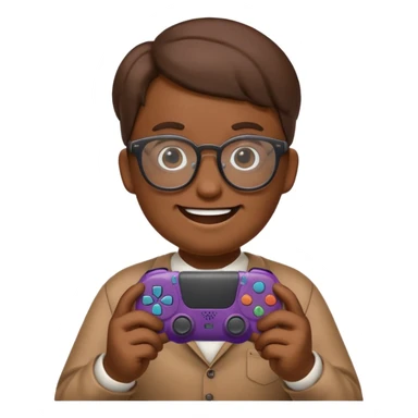 Emoji poop with glasses holding a ps5 controller sticker